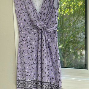 Lands End Petite Med Cap Sleeve Fit and Flare Lavender Dress